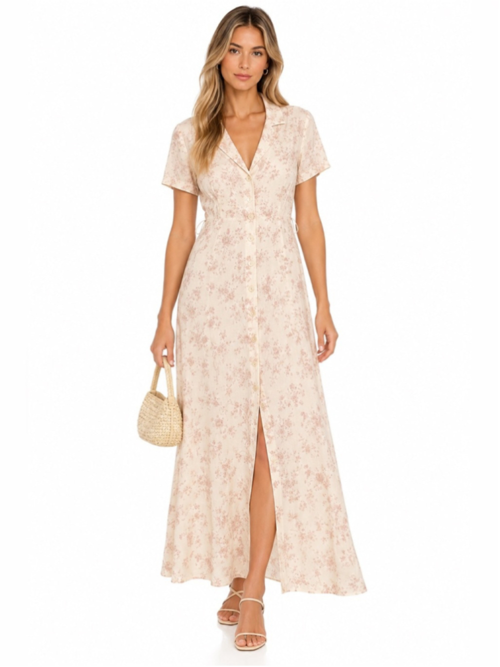 Aritzia Wilfred Floral Button-Front Maxi Shirt Dress L
